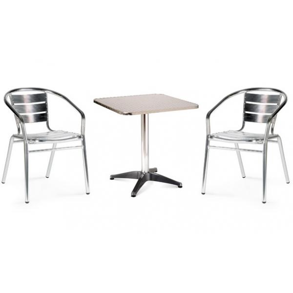 Комплект мебели для летнего кафе LFT-3059/T3125-60x60 Silver (2+1)