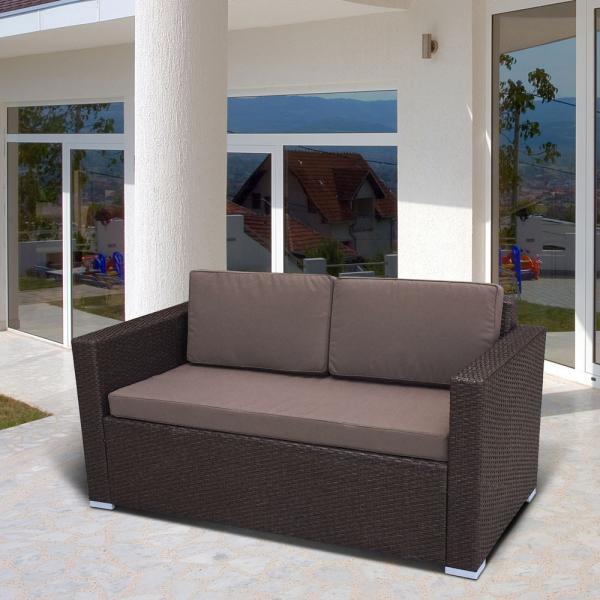 Плетеный диван из искусственного ротанга S52A-W53 Brown