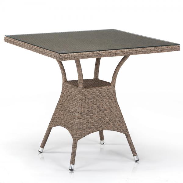Плетеный стол из искусственного ротанга T197BT-W56-80x80 Light brown