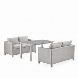 Обеденный комплект плетеной мебели с диванами T256C/S59C-W85 Latte