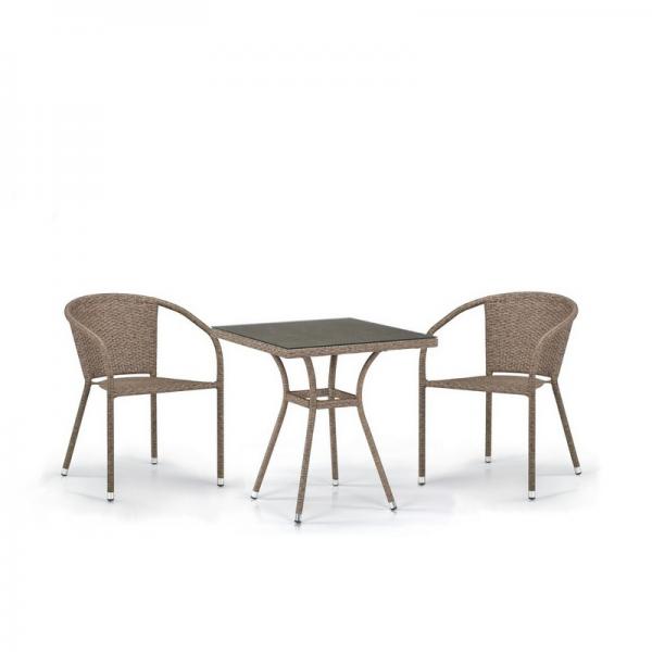 Обеденный комплект плетеной мебели из искусственного ротанга T282BNT/Y137C-W56 Light brown 2Pcs