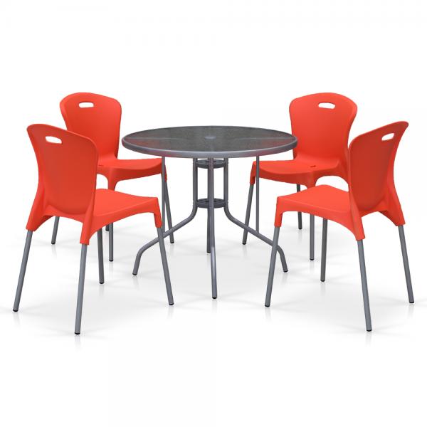 Комплект мебели для летнего кафе TD90/XRF065AO-Orange (4+1)
