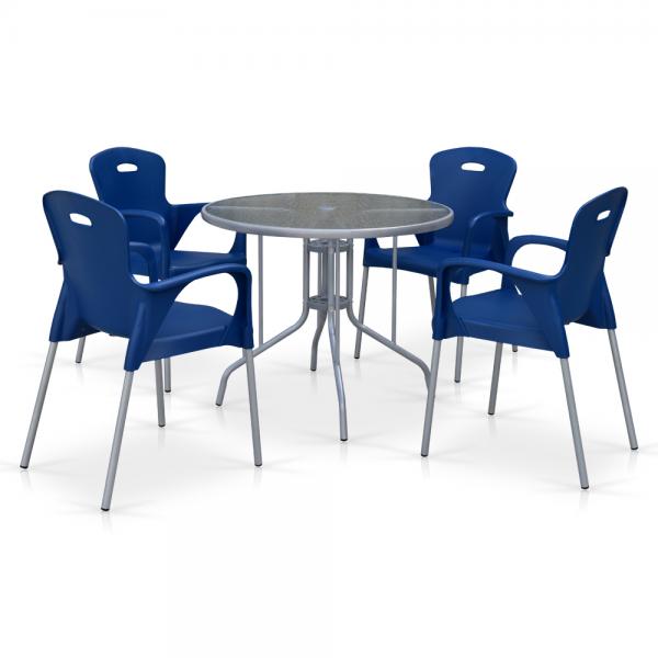 Комплект мебели для летнего кафе TD90/XRF065BB-Blue (4+1)