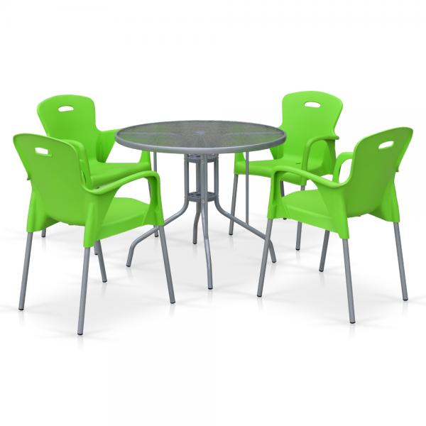 Комплект мебели для летнего кафе TD90/XRF065BG-Green (4+1)