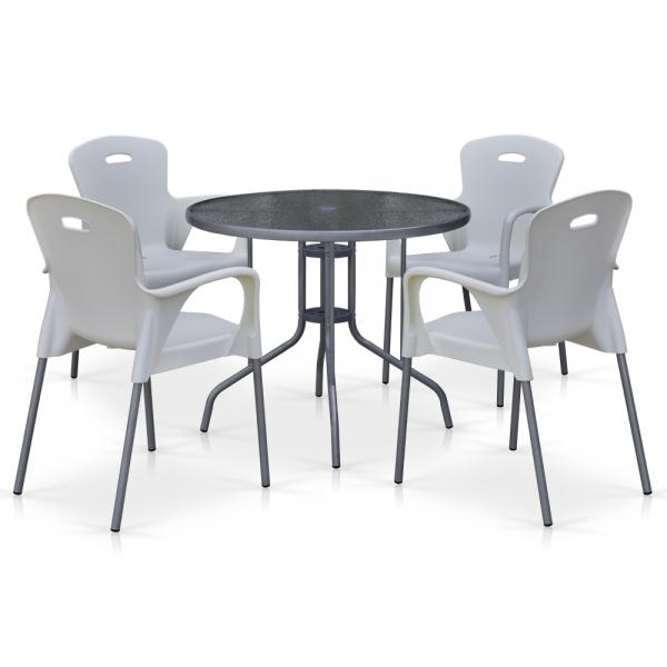 Комплект мебели для летнего кафе TD90/XRF065BW-White (4+1)