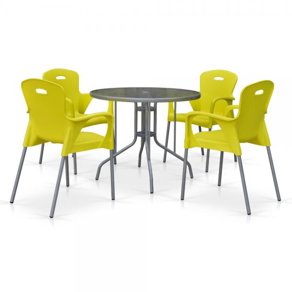 Комплект мебели для летнего кафе TD90/XRF065BY-Yellow (4+1)