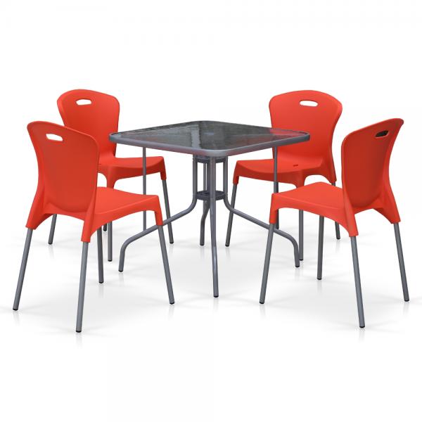 Комплект мебели для летнего кафе TL80x80/XRF065AO-Orange (4+1)