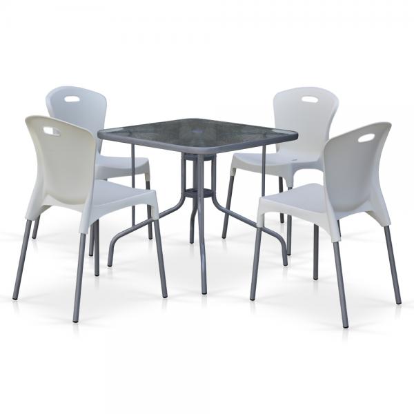 Комплект мебели для летнего кафе TL80x80/XRF065AW-White (4+1)