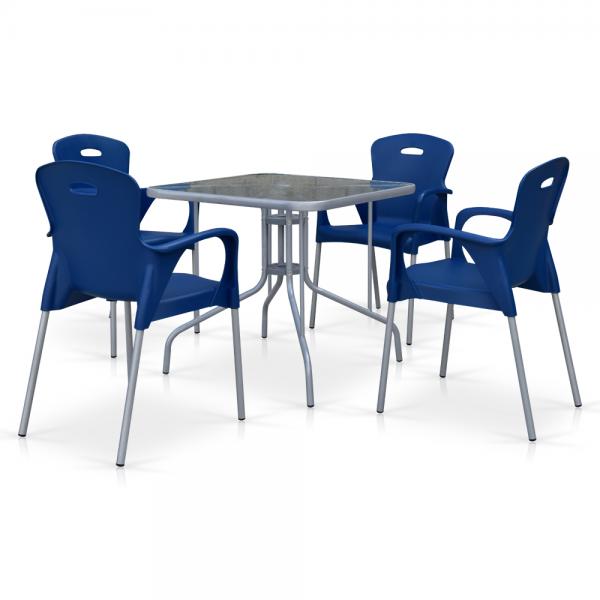Комплект мебели для летнего кафе TL80x80/XRF065BB-Blue (4+1)