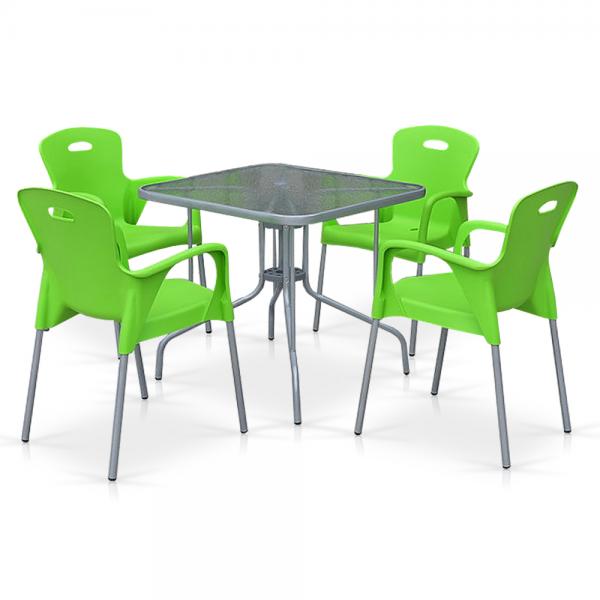 Комплект мебели для летнего кафе TL80x80/XRF065BG-Green (4+1)