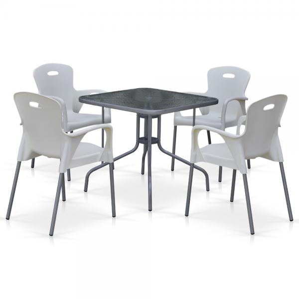 Комплект мебели для летнего кафе TL80x80/XRF065BW-White (4+1)