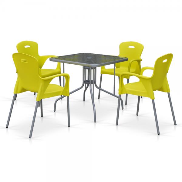 Комплект мебели для летнего кафе TL80x80/XRF065BY-Yellow (4+1)