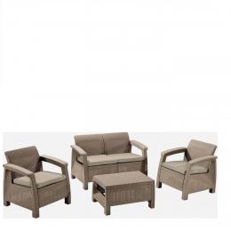 Комплект мебели с диваном Yalta 2set AFM-1020B Beige/Cappuccino (имитация ротанга) 4Pcs