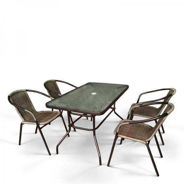 Комплект мебели для летнего кафе Николь-3B CDC01/CDT016-120х70 Brown (4+1)