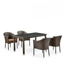 Комплект плетеной мебели T256A/Y350A-W53 Brown  4Pcs