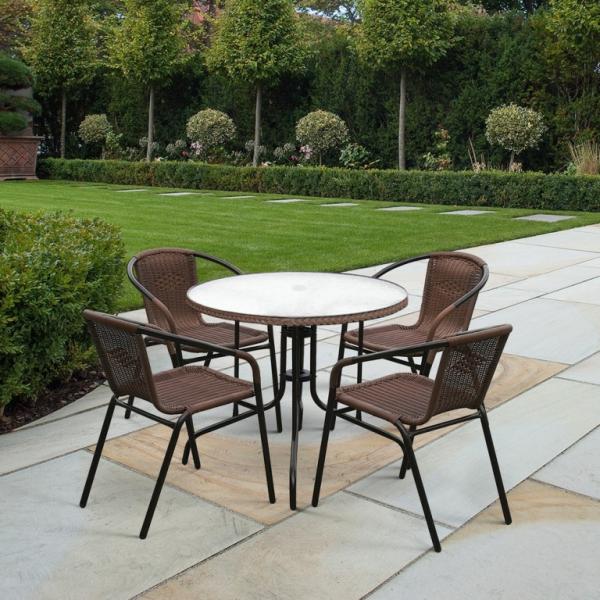 Комплект мебели для летнего кафе Николь-1A TLH-037AR2/080RR-D80 Cappuccino (4+1)